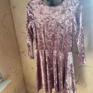 light pink velvet dress with a low back